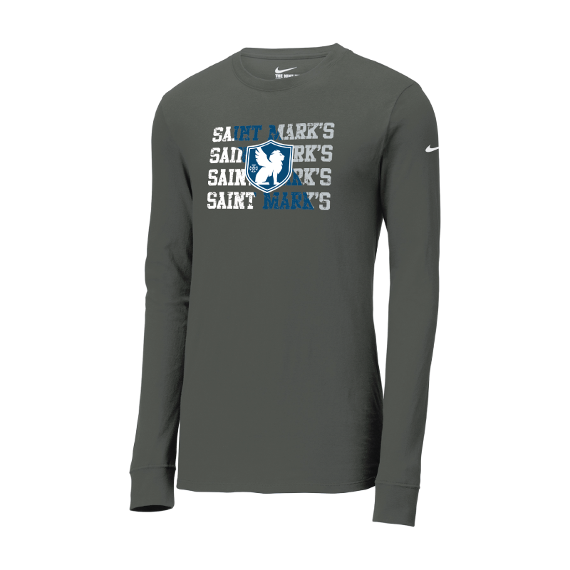 Saint Mark’s Stacked Logo Nike Dri-FIT Long Sleeve Adult Tee