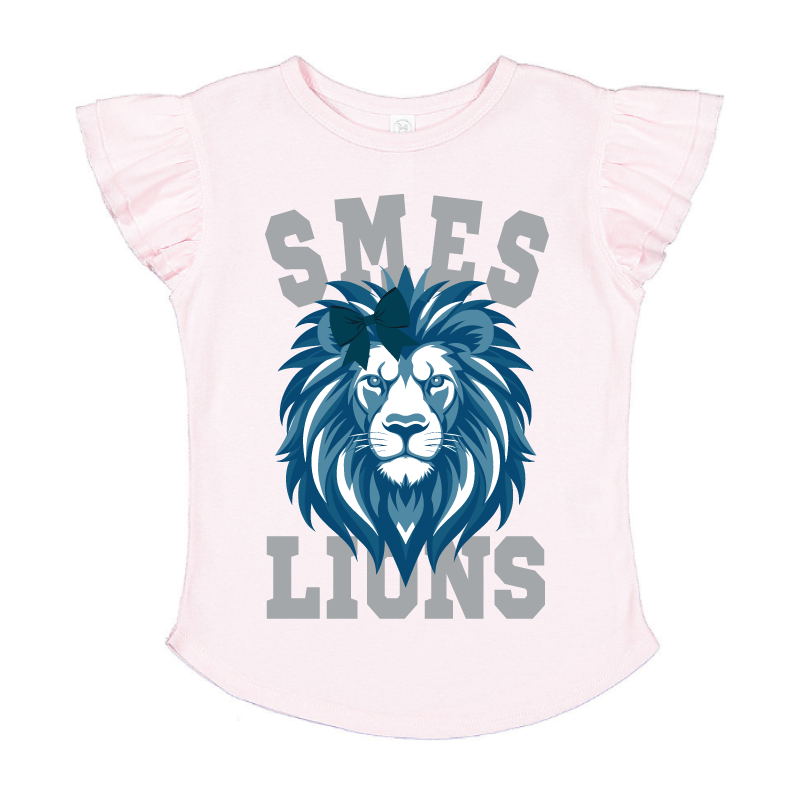 SMES Roar Girls Pink Flutter Sleeve Toddler Tee