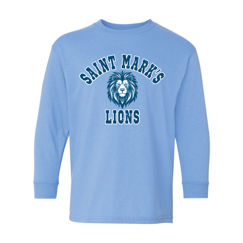 Spirit Lion Blue Long Sleeve Youth Tee